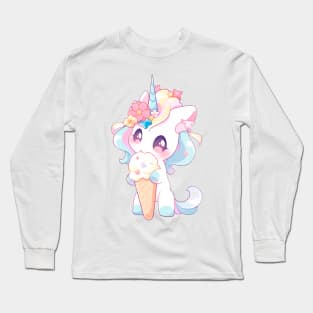 Unicorn appetizing eats ice cream Long Sleeve T-Shirt